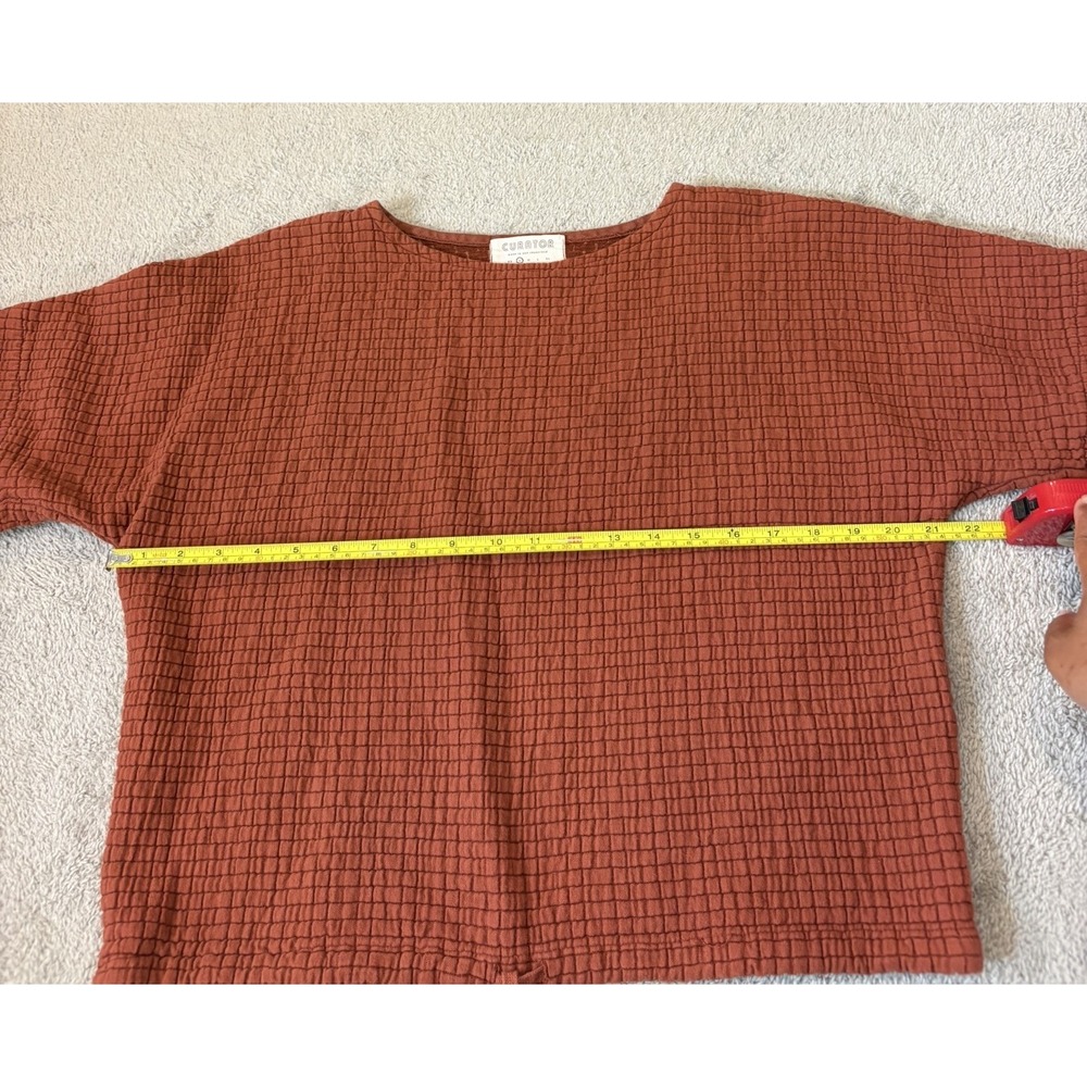 Curator SF Ayana Burnt Orange Waffle Gauze Boxy Drawstring Top Small Made in USA - Picture 6 of 10